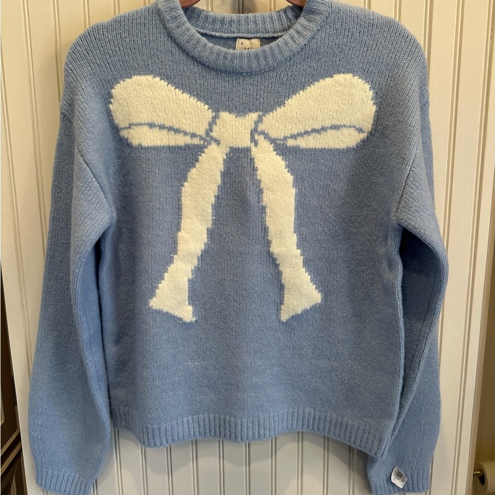 Target Light Blue Sweater with White Bow